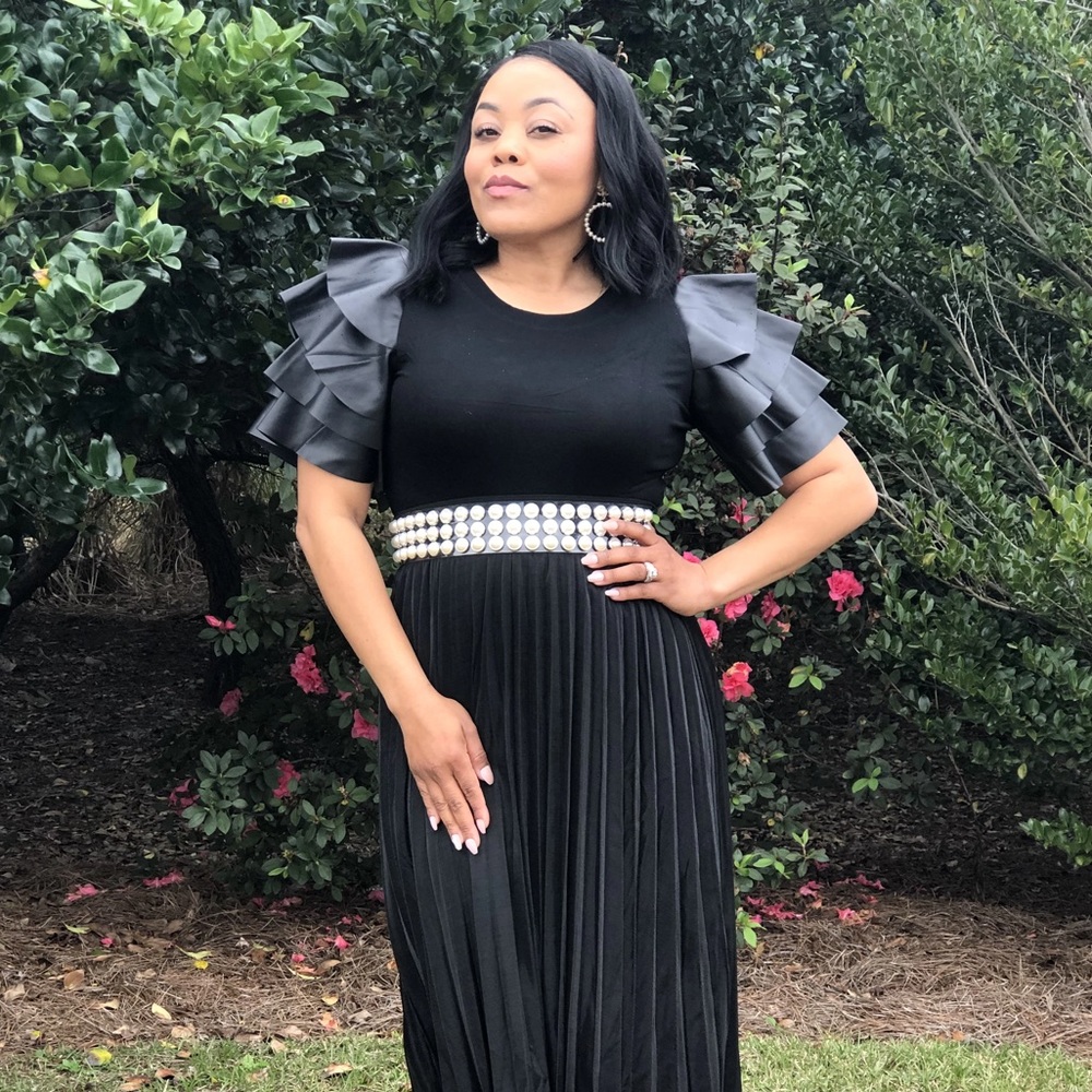 Gracia Ruffle Leather Tee T-Shirt